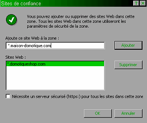 Sites autoris&eacute;s